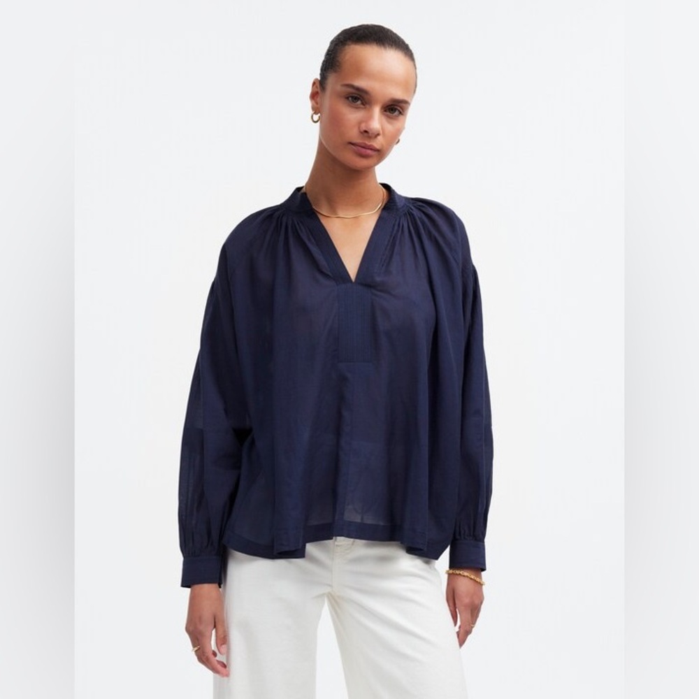 Shirred Long-Sleeve Top